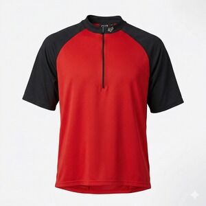 Fox Racing Cycling Jersey Mens XL Red Black 1/4 Zip Short‎ Sleeve MTB Bike Shirt